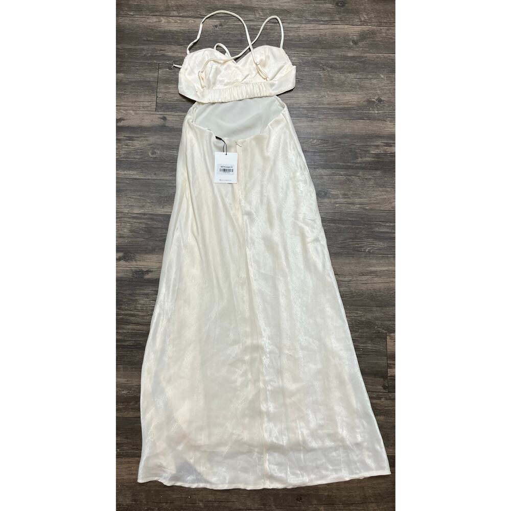 Hello Molly Champagne Satin Maxi Dress Magic In Her Vibe Open Back M Coquette - Picture 5 of 10